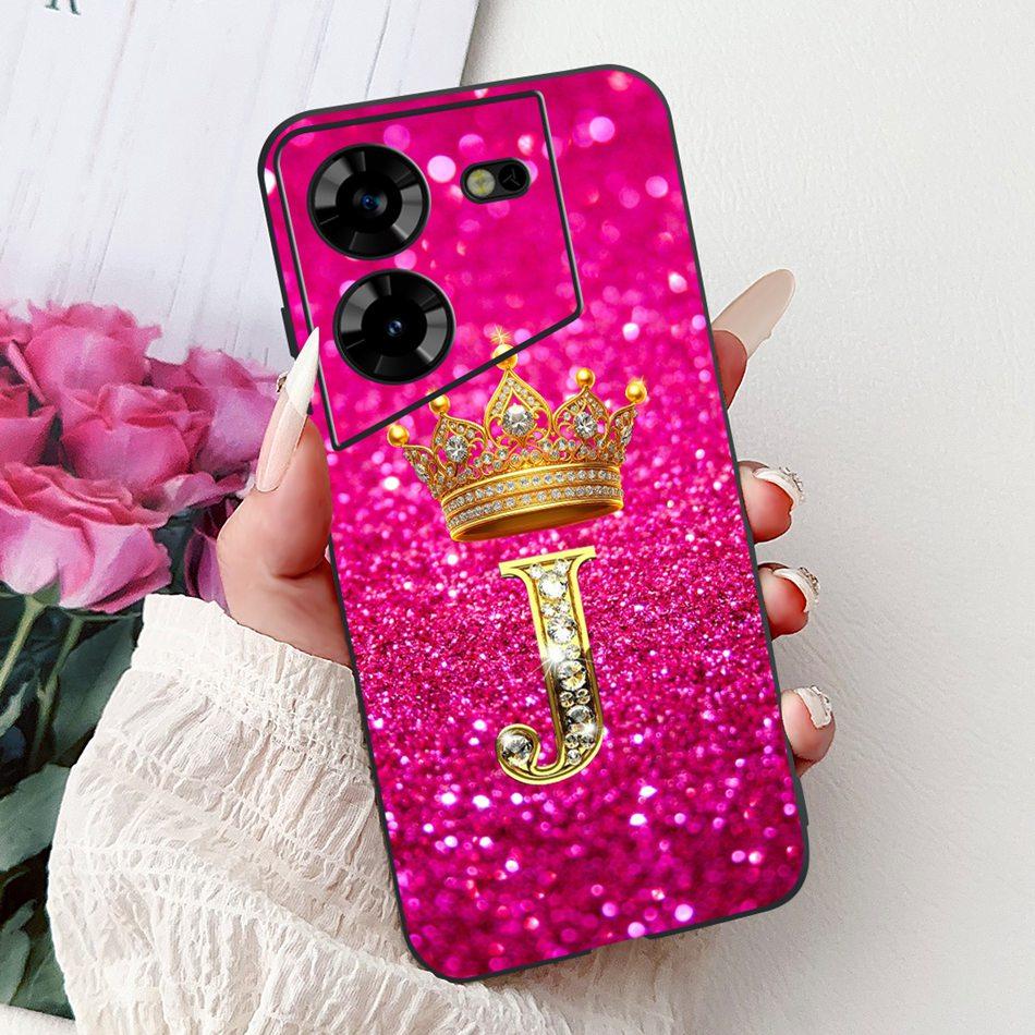Для Tecno Pova 5 LH7n / Pova 5 Pro LH8n Модный Чехол для Телефона с Буквой Короны Для Tecno Pova5 5Pro 5G Черный Силиконовый Мягкий Чехол Бампер