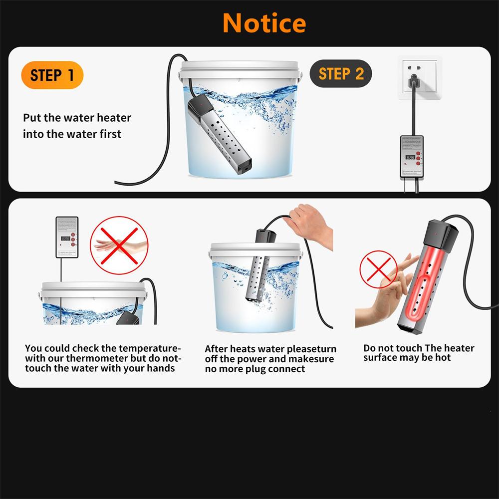 Портативный погружной нагревательный элемент 2500 Вт горячая вода автоматическое отключение питания вилка ЕС