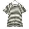 Linen Blend Border Pattern Short Sleeve Round Neck T-shirt Men's Used
