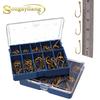 Fishing Hooks High Carbon Steel Worm Bait Jig Fish Hooks with Plastic Box Fishing Tools