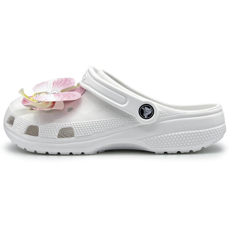 Crocs Классические клоги EIGHT% Phalaenopsis Элегантные Свежие Трендовые Удобные Подарочная Упаковка Унисекс Белый