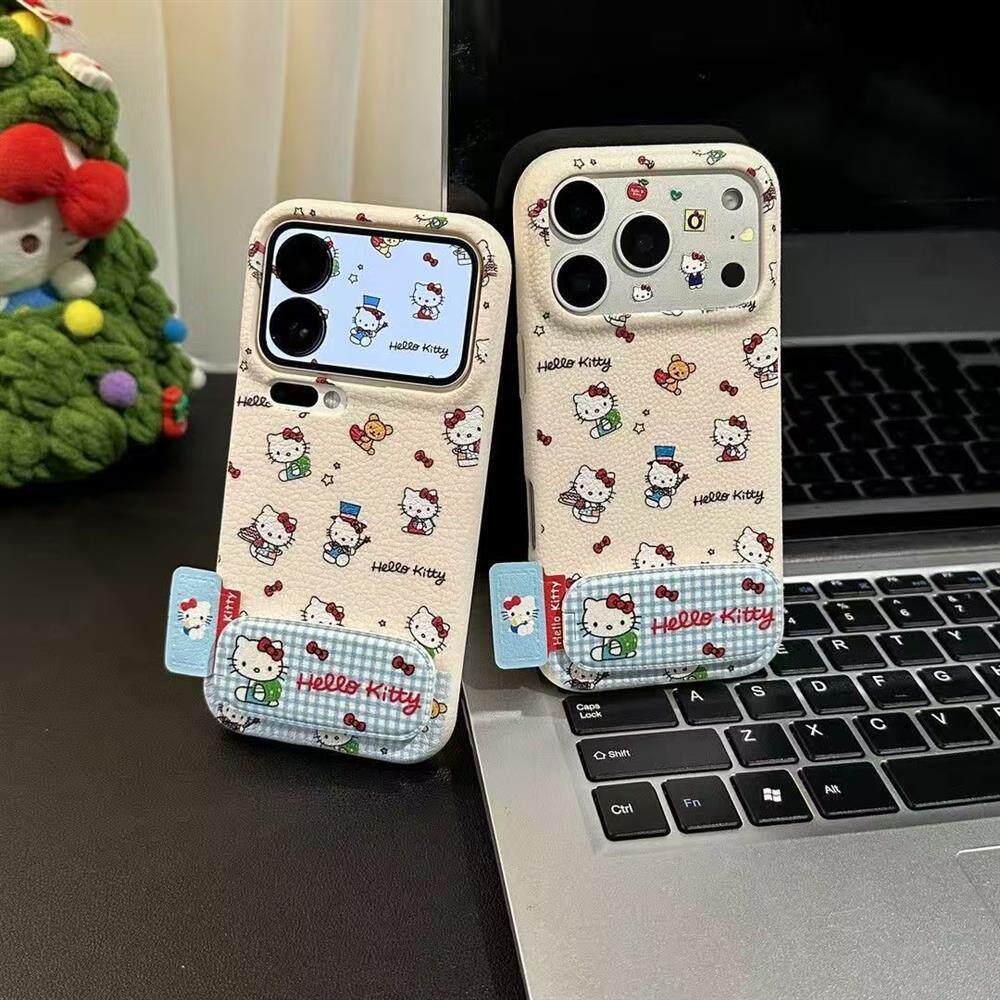 Leather Texture Cat Design Case for Apple iPhone 17 Pro Max/16/15/14/13