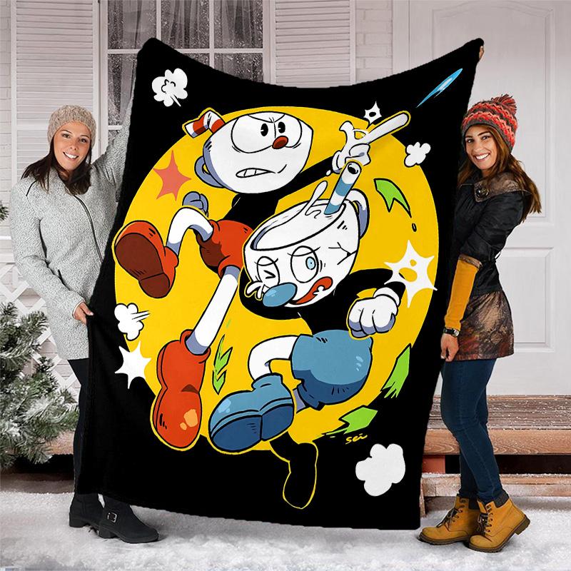 Cuphead printed throw blanket—lightweight,soft,warm;versatile blanket for all seasons—perfect as &air-conditioning throw,nap blanket