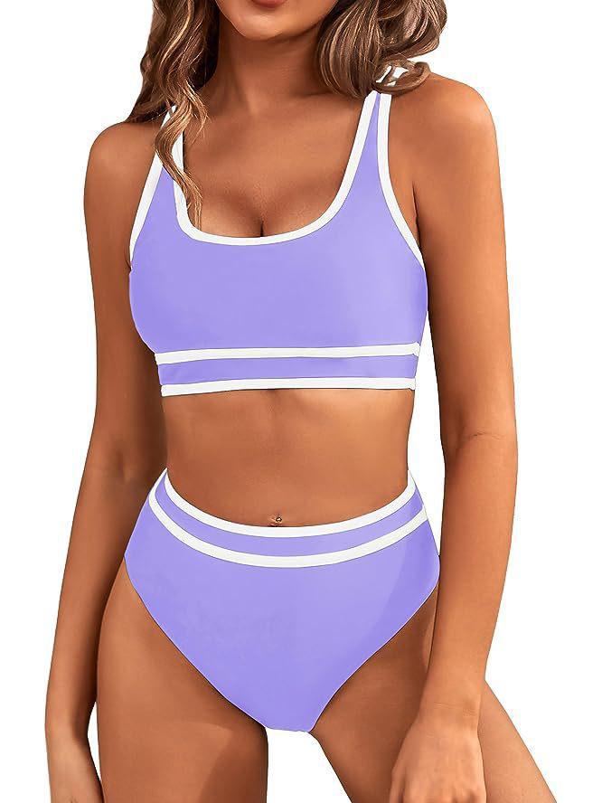 European and American Sexy Solid Color Split Bikini Swimwear for Women