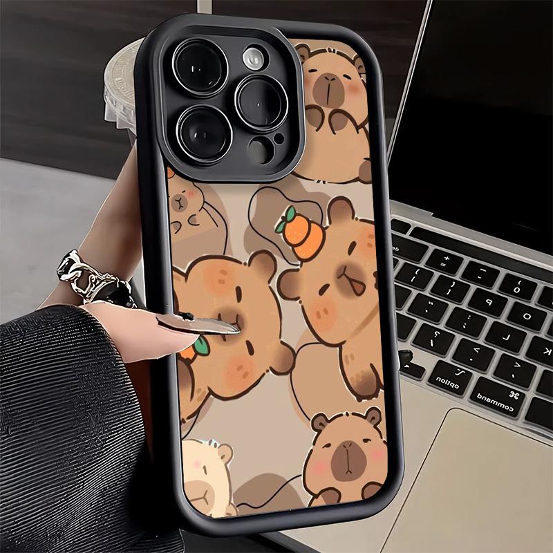 Чехол для телефона iPhone 17 Air 16E 15 16 Pro Max Смешная Капибара Мультяшная Милый Чехол 14 Plus 13 12 Mini Мягкий Силиконовый Чехол Fundas
