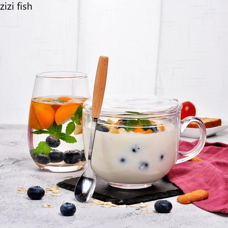 Современная прозрачная закаленная стеклянная кружка для овсянки, завтрака, молока, бытовая большая емкость, микроволновая печь, кофейная чашка, кухонная утварь
