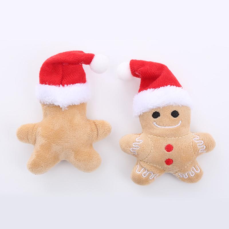 Catnip Toys Interactive Toys Cartoon Plush Christmas Gingerbread Man Cat Toys Cat Anti Bite Interactive Toy Pet Supplies
