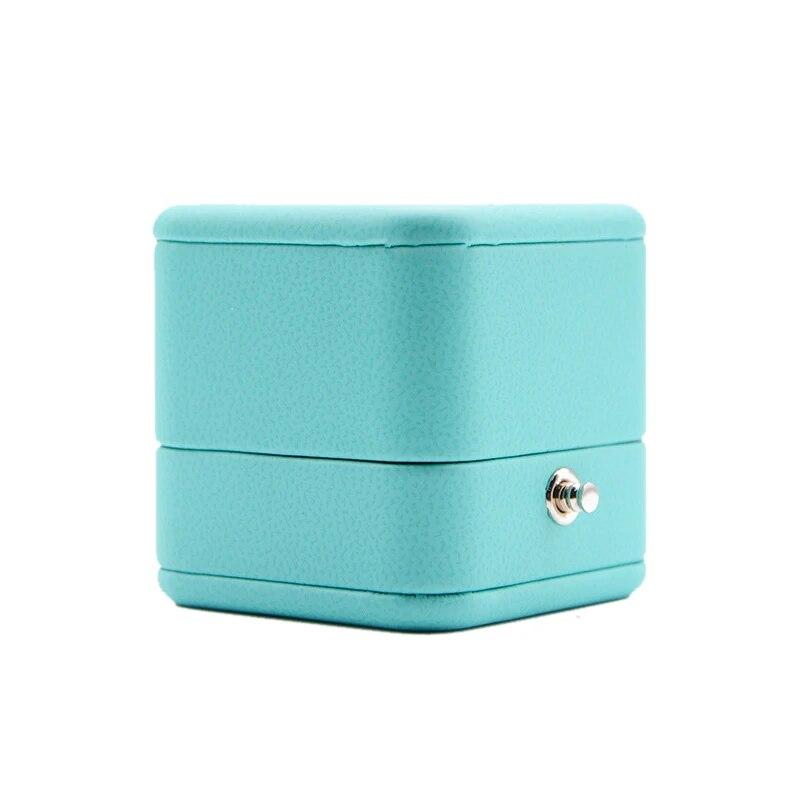 Европейская Романтическая Синяя Кожаная Подарочная Коробка Ювелирных Изделий Коробка Для Кольца Коробка Для Ожерелья Коробка Для Кольца Упаковка Кольцо Для Хранения Лидер продаж