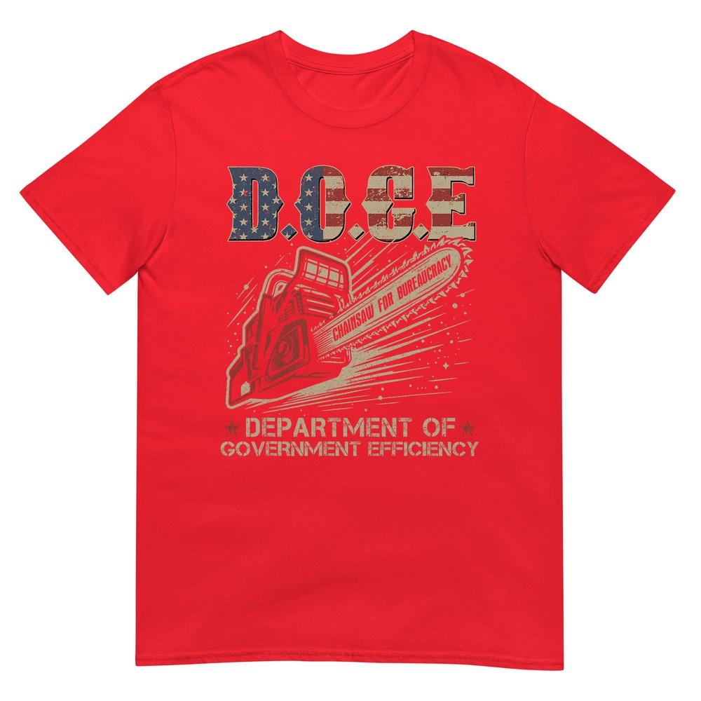 Chainsaw For Bureaucracy Funny DOGE Doge Usa Flag TShirt