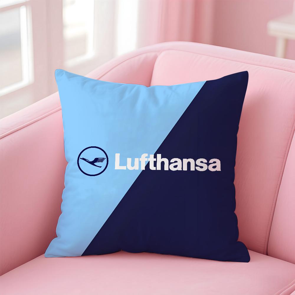 Чехол на подушку German Airlines Deutsche Lufthansa, противоаллергенный, с невидимой молнией, из шелковистого короткого плюша, чехол на диванную подушку
