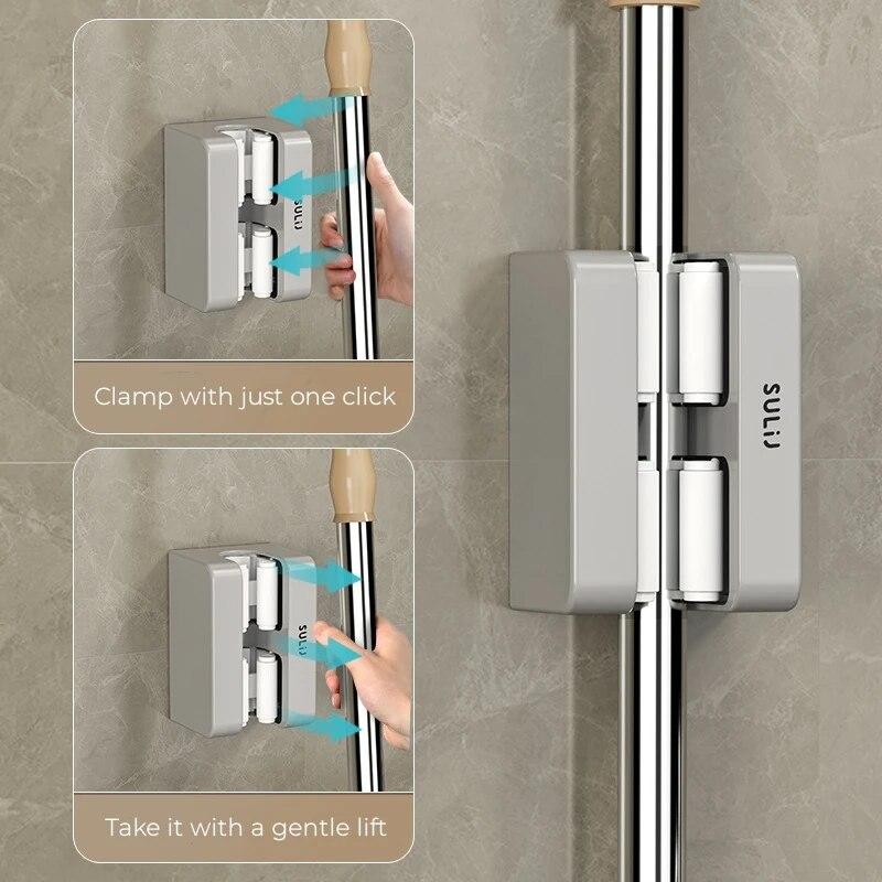 1/2pcs Adhesive Multi-Purpose Hooks Wall Mounted Mop Organizer Holder RackBrush Broom Hanger Hook Kitchen Bathroom Strong Hooks