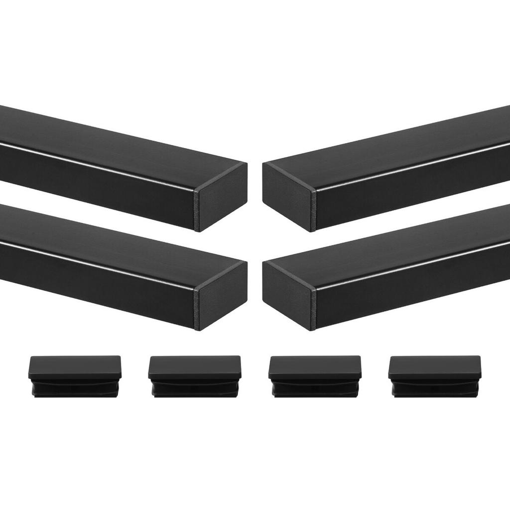 4 Pack 198 cm Stainless Steel Handrail, Rectangular Top Stair Deck Hand Rail for Outdoor/Indoor Steps with End Cap,Matte Black Coating Adjustable
