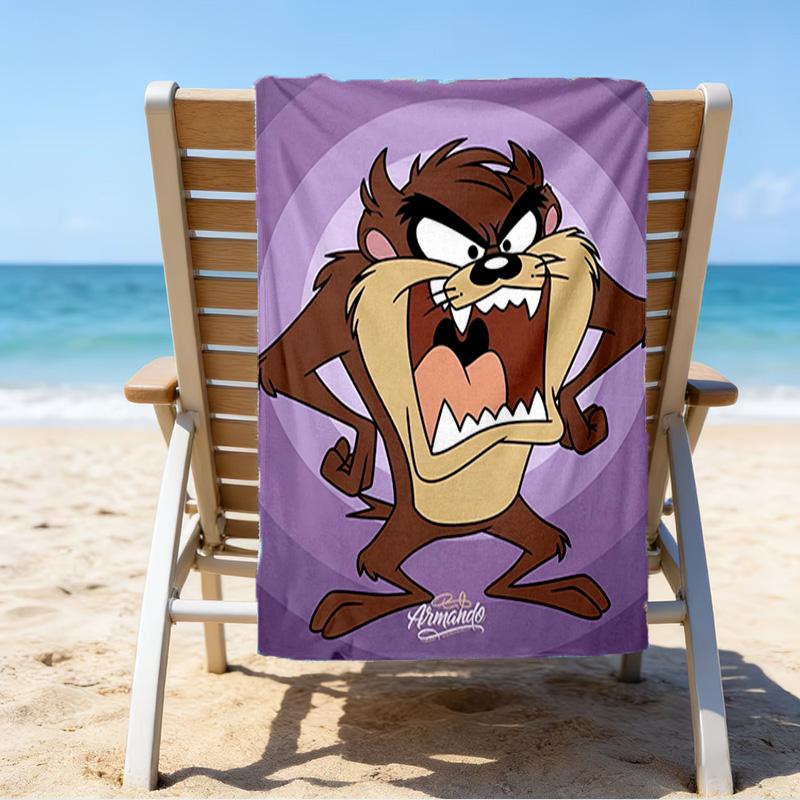 Taz-Mania Devil's Roar Quick-Dry Microfiber Beach Towel Super Soft & Absorbent for Bath, Beach, Travel Bath Time Accessory, Fan gifts