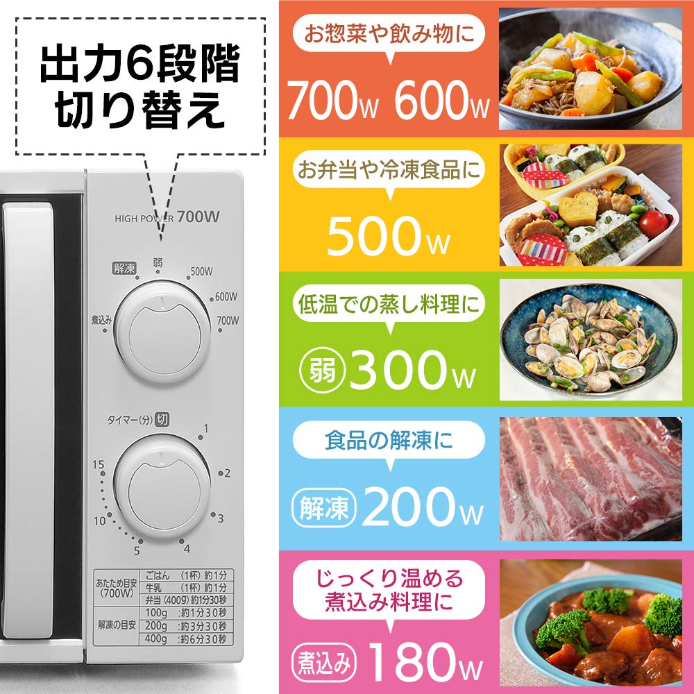 Микроволновая печь Iris Ohyama 17 л с поворотным столом, одна функция, 700 Вт, 6 уровней мощности, цвет белый [Западная Япония/60 Гц] IMG-T177-6-W