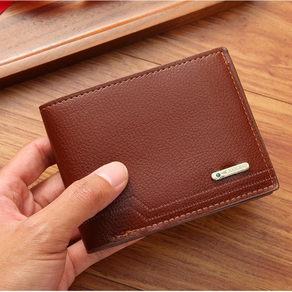 Large Capacity Male Leather Purse PU Leather ID Card Holder Portable Pocket Purse Daily Use