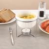 Ceramic Butter Warmer Fondue Pot Stable Metal Rack Chocolate Heater Pot Cheese Melting Pot  Dessert