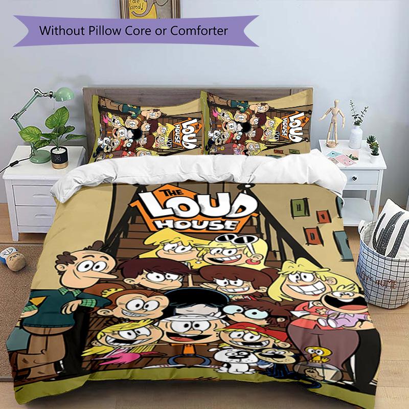 3pcs The Loud House1 pattern bedding set duvet cover set includes duvet cover &pillowcases, perfect all season bedroom decoration & gift