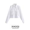 Fashion Style 2024 Autumn New Arrival Women's Stylish Easiest for Match Long Sleeves White Pocket Short Shirt 8857837