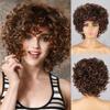 Afro Women Big Curly Short Wig Blonde Brown Natural Synthetic Fiber Short Curly Wavy Wig for Daily Wear Cosplay