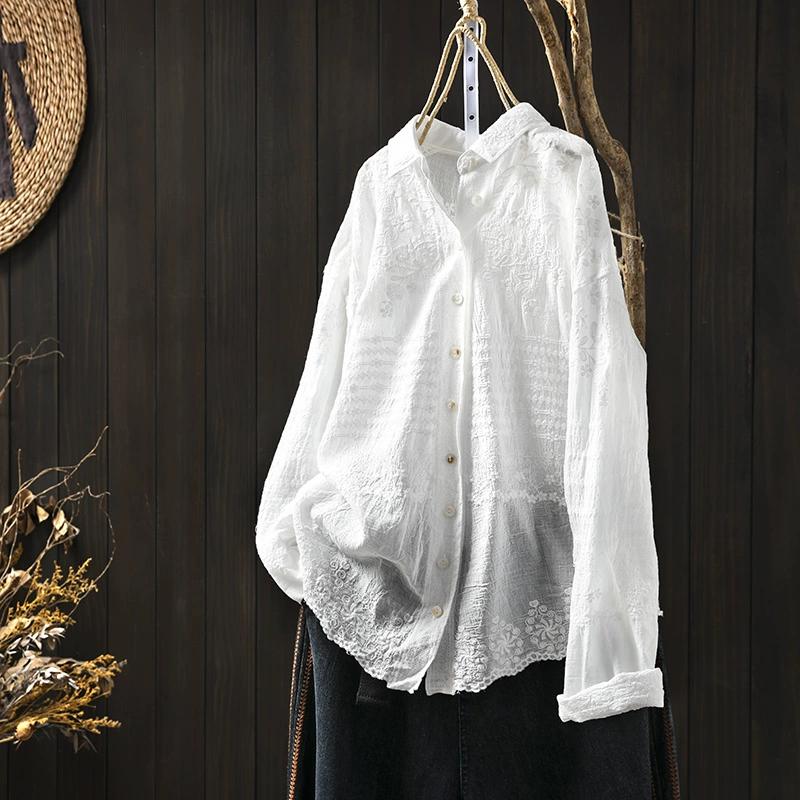 Dimanaf 2025 New Spring Shirt Women Lace Blouse Long Sleeve Basic Fashion Tops Tees Casual Loose White Tees