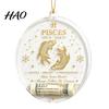Acrylic Decorative Pendants Christmas Tree Money Holder Pendant, Transparent Round Hanging Ornament, 12 Ornaments Zodiac Signs Theme Accent for Party
