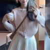 Crew Neck Sweater Women's Autumn New Temperament Lace Knitted Cardigan Jacket Top Women