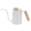 600ml Coffee Drip Pot Narrow Mouth Stainless Steel Drip Pot Narrow Mouth Kettle Hand Coffee Kettle Kitchen Tableware (White (600ml))