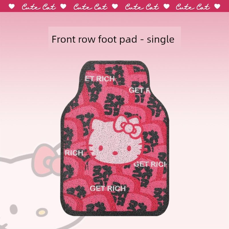 Driver and Rear Seats, Wear-Resistant, Non-Slip, Silk Loop, for Girls, Kt Cat Design, Dirt-Proof, Waterproof, Single Piece, Car Interior Accessories
