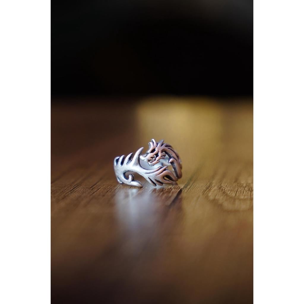 Регулируемое мужское посеребренное кольцо с фигуркой дракона