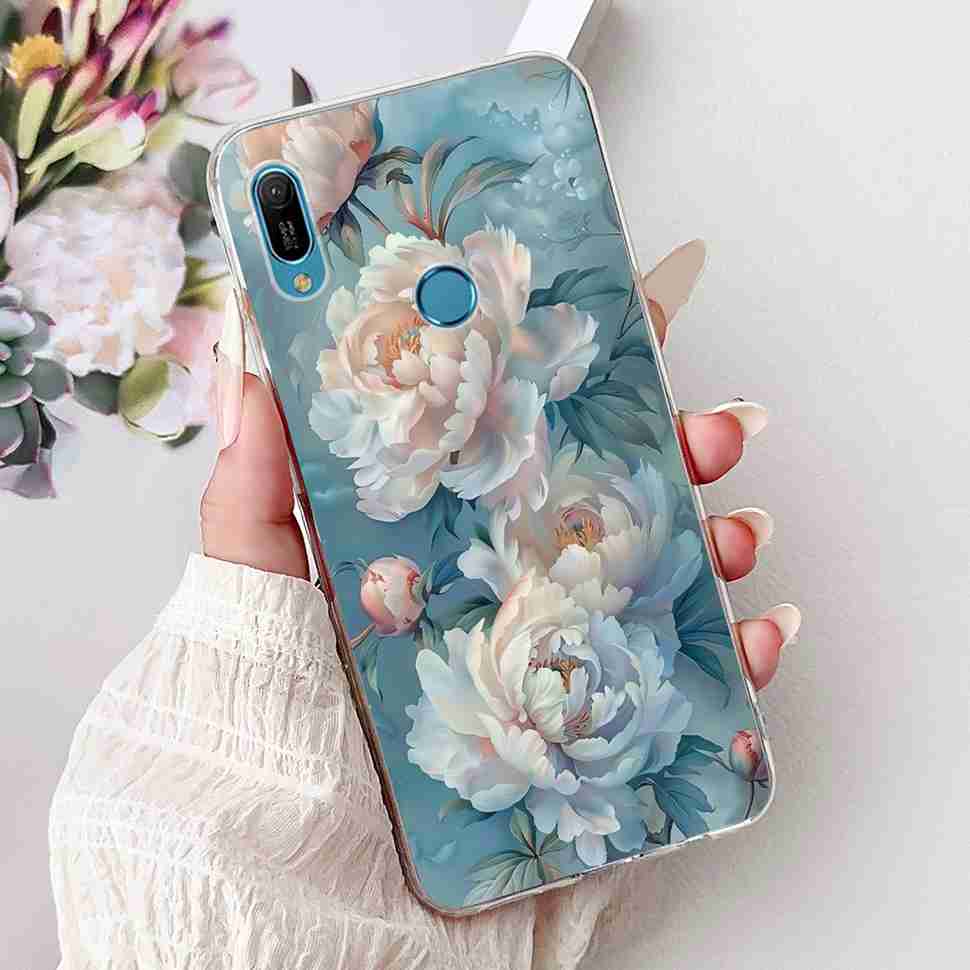 For Huawei Y6 2019 MRD-LX1F Case Summer Flowers Soft Silicone TPU Cover For Huawei Y6 Prime 2019 6.09" Bumper Cases Fashion Girl