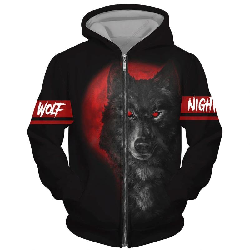 Wolf 3d Printed Hoodie Men/women Harajuku Fashion Jacket with Zipper