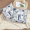 2 Pack Off White Blue Botanical Pillow Covers Double Sided Print Vintage Trellis Cushion Cases Home Decor For Sofa Bedroom