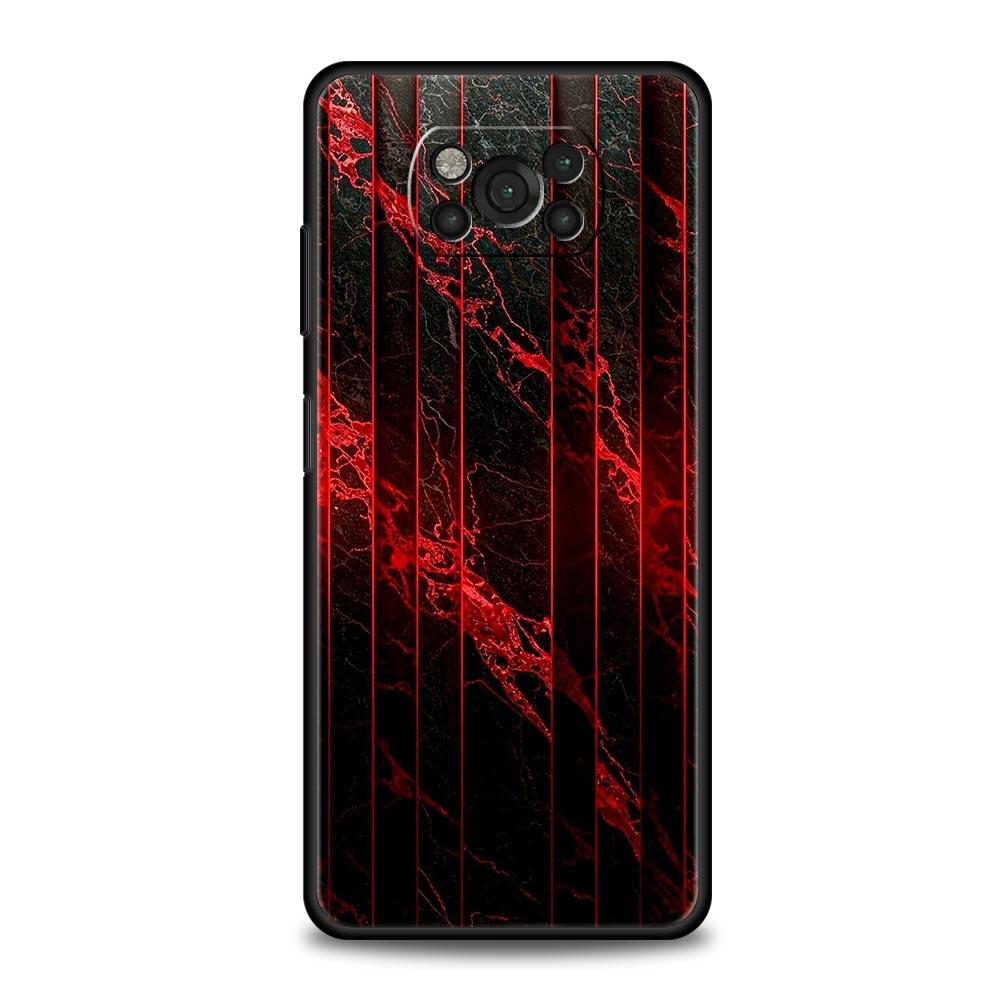 Black Red Ripple Art Phone Case for Xiaomi Poco F7 F6 F5 F4 F3 X6 X5 X4 X3 NFC F7 Ultra M4 C51 C55 GT 5G Soft TPU Cover Fundas
