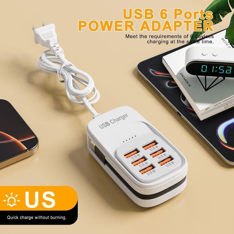 6-в-1 Многопортовая USB-станция для зарядки 3 порта PD 3 порта USB Настольная сетевая розетка Адаптер быстрой зарядки EU UK US Штекер Дорожная розетка для зарядки