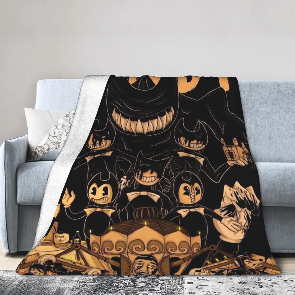 Bendys Horror Game Inked Machines Fashion Blanket Coral Fleece Plush Printed Puzzle Multi-function Lightweight Throw Fashion Blanket for Hom