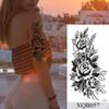 Hot Sale 1PC Waterproof Temporary Tattoo Sticker Rose Flower Tattoo Skull Flower Body Art Arm False Sleeve Tattoo Women