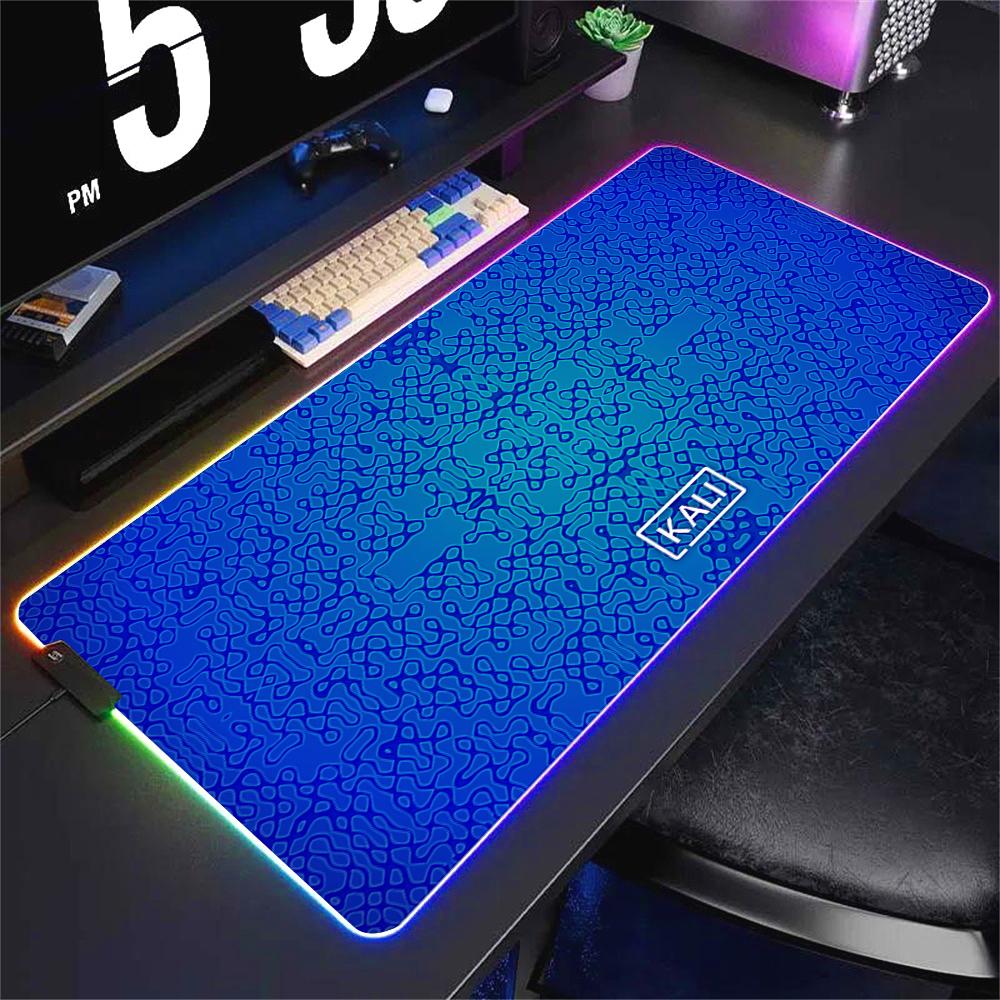 Deskmat Kali Linux Xxl Mouse Pad Gamer Rgb Pc Cabinet Gaming Accessories Keyboard Mousepad Anime Carpet Mats Large Computer Mat