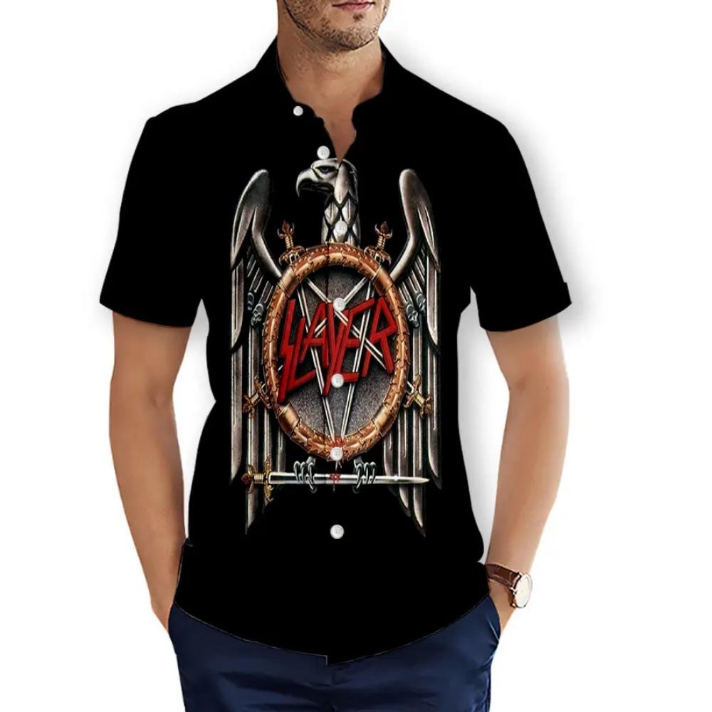 CAVVING 3D-печать SLAYER BAND Модные повседневные рубашки Мужские / Женские С коротким рукавом Свободные дышащие рубашки T01