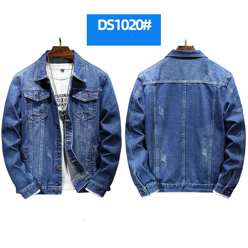 Men's Ripped Jacket Windproof Jacket Washed Denim Jacket Plus Size Denim Jacket