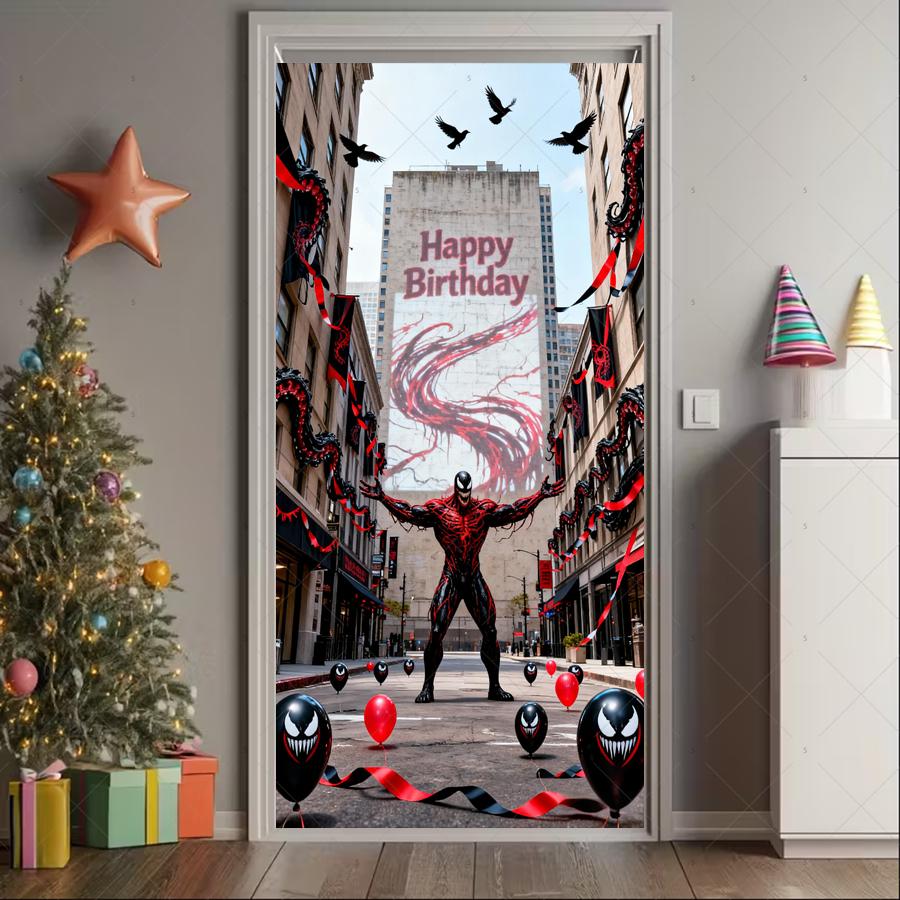 Superhero Theme Backdrop Venom Child Birthday Party Decoration Door Frame Banner Baby Shower Supplies Photography Studio Props