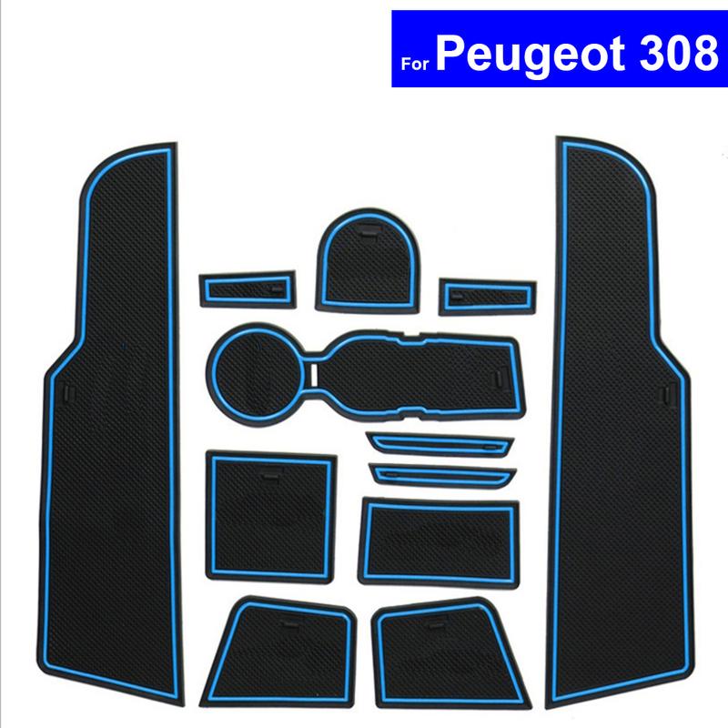 Non-slip Car Door Slot Mats Gate Carpets Position Cup Holder Pads For Peugeot 308 2016 2017 Door Groove Mat