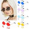 UV400 Trendy Tassel Sunglasses Fashion Retro Rimless Sun Glasses Steampunk Sunglasses Shades Funny Clouds Shaped Eyeglasses