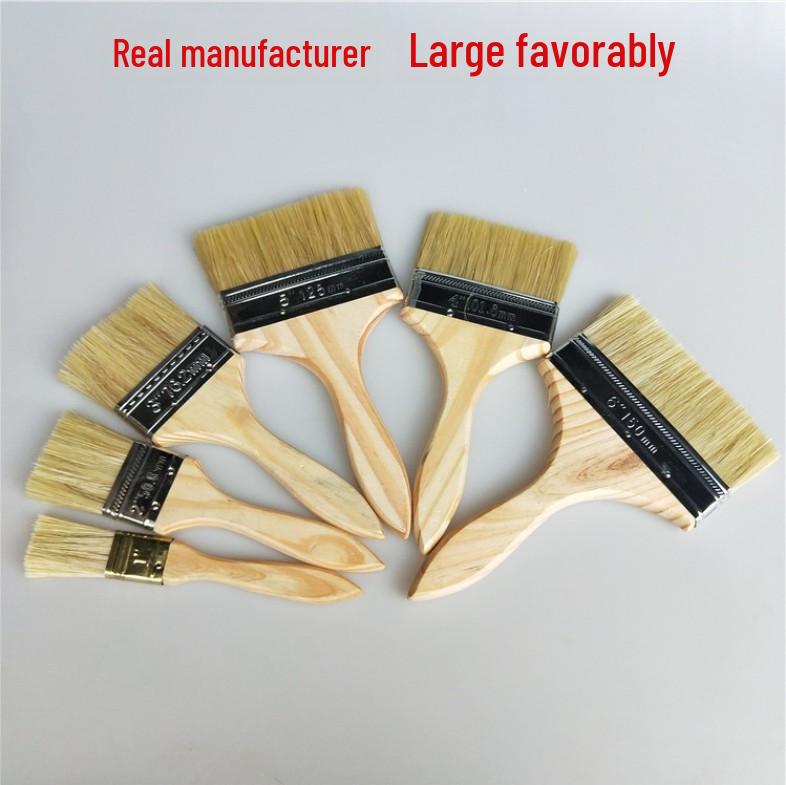 Waterproof Wooden Handle Brown Brush: Soft Bristles for Paint, Dust Removal, Cleaning, BBQ, Boat Sweeping, and Thickening Tasks.