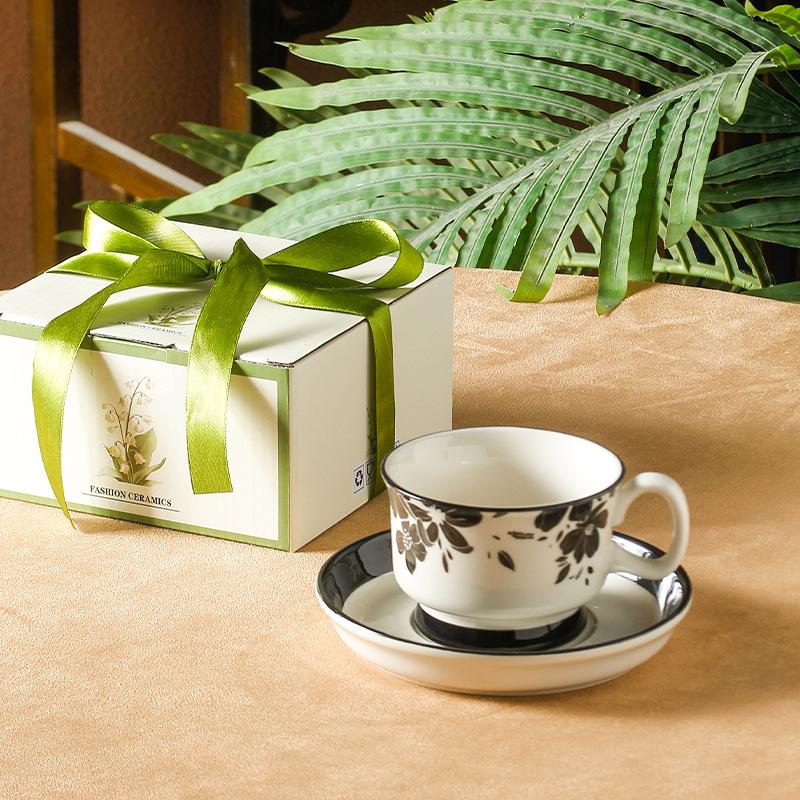 High-Value Retro Coffee Cup And Saucer Set, Home Breakfast Cup, Afternoon Teacup, Latte, Water Cup, Souvenir