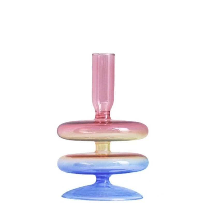 Декоративные подсвечники, цветная стеклянная ваза для цветов, украшение для дома, свадебное украшение, центральные подсвечники, подарок