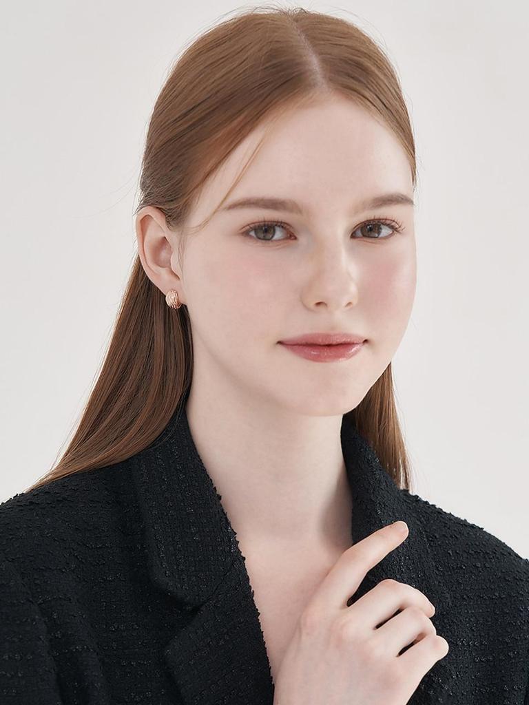 [ELLE Jewelry] 14K GF Bold Basic One-Touch Volume Earrings ELGPEE542