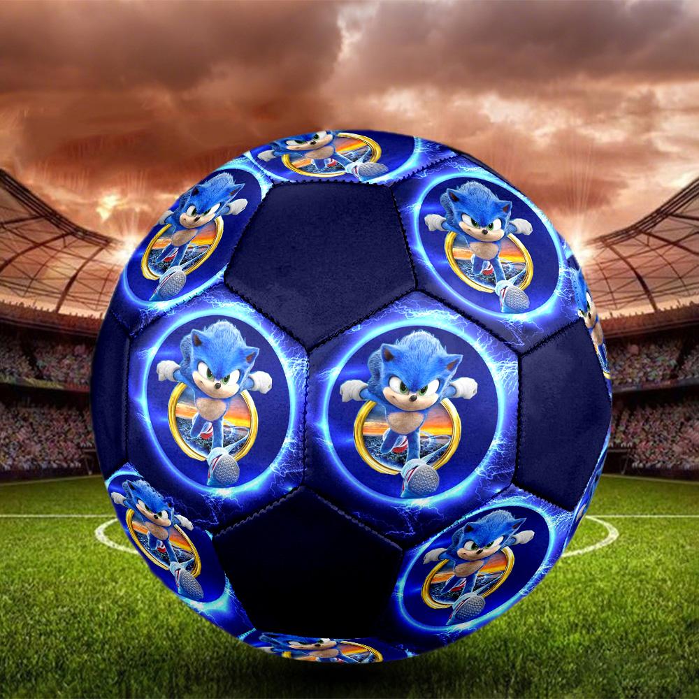 Blue Hedgehog Indoor Soccer Ball Colorful All Ages Size 5 Machine Stitched PVC Competition Ready Durable High-Bounce