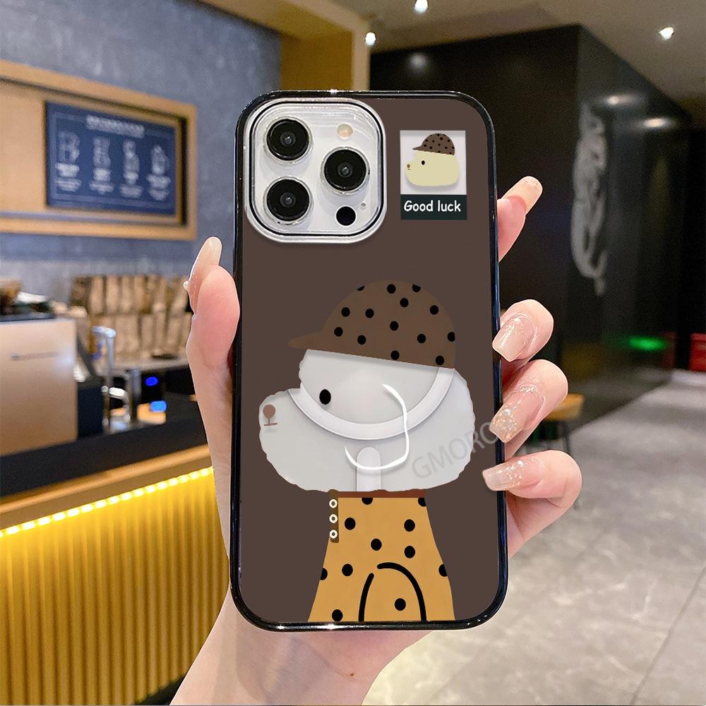 Polka dot puppy iPhone16promax Apple 13 black edge mobile phone case AIR cute 15 magnetic anti-drop hard case