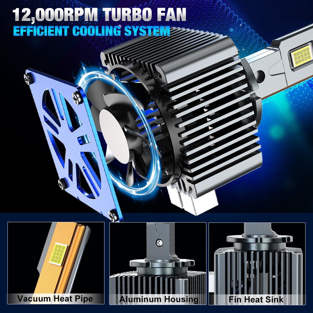 2Pcs 50000Lm D3S LED Headlight Bulbs D1S D2S D4S D8S D1R D2R D3R D4R D8R Turbo LED CSP Lights For BMW Benz Volvo Lamp Canbus 100W Headlamp