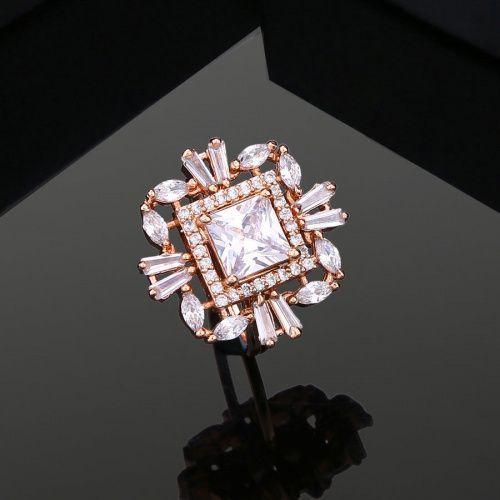 Великолепное женское кольцо на палец Estele с покрытием из розового золота и CZ (регулируемое)